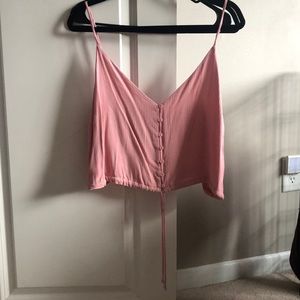 Lulus Eastport Mauve Pink Button Up Cropped Tank Top